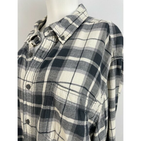 Furst of a Kind Womens Hi Low Long Sheer Back Plaid Button Up Shirt Oversize OS - Picture 6 of 12